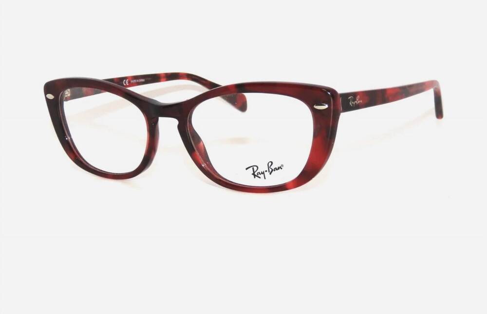 NEW RAY BAN women's cat-eye eyeglasses in havana opal red tortoise